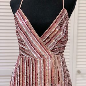 BCBGMaxazria pink mini sequin dress. Size 2. V neck. Sparkly dress.